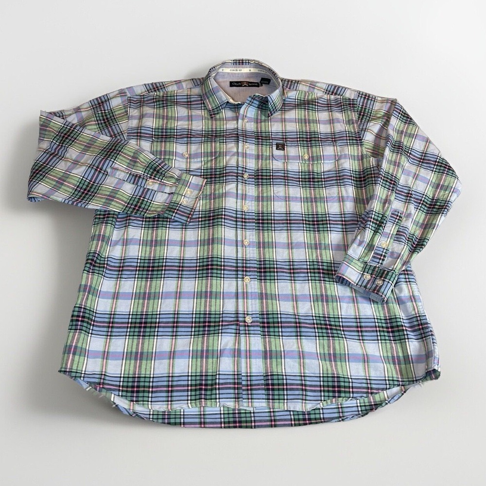 Cinch Shirt‎ Mens Size XL Blue/Green Plaid Long Sleeve Western Button Up
